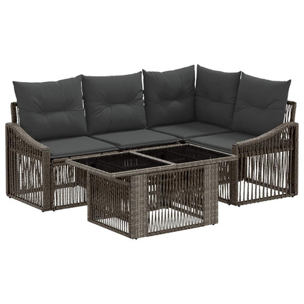 Havesofa Sæt 5 stk. Grå og Mørkegrå polyrattan