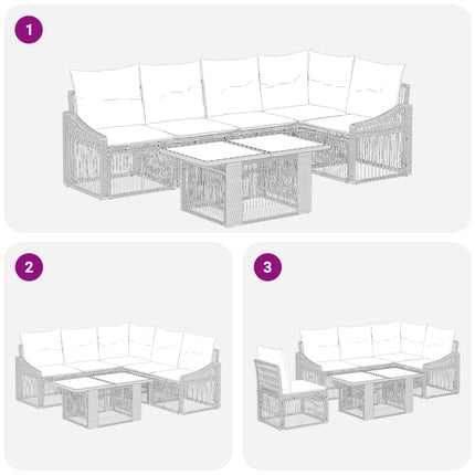 Havesofa Sæt 6 stk. Grå og Mørkegrå polyrattan