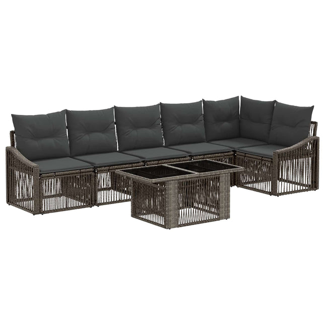 Havesofa Sæt 7 stk. Grå og Mørkegrå polyrattan