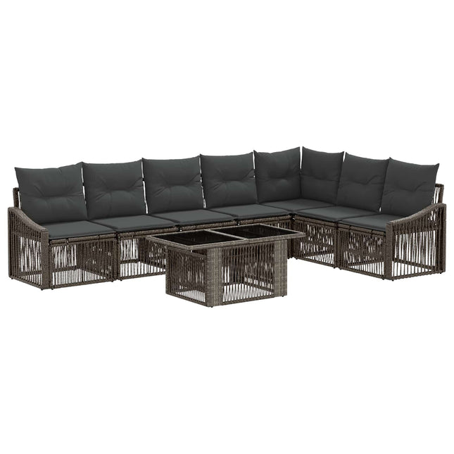 Havesofa Sæt 8 stk. Grå og Mørkegrå polyrattan
