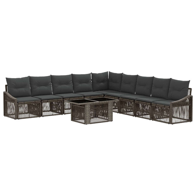 Havesofa Sæt 10 stk. Grå og Mørkegrå polyrattan