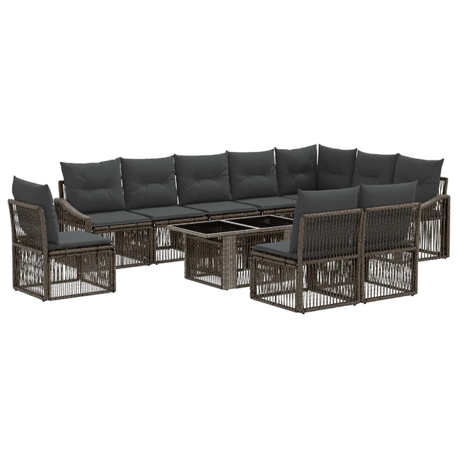 Havesofa Sæt 11 stk. Grå og Mørkegrå polyrattan