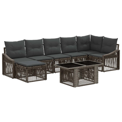 Havesofa Sæt 8 stk. Grå og Mørkegrå polyrattan