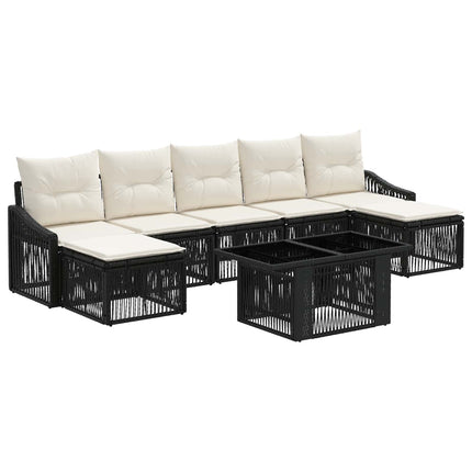 Havesofa Sæt 8 stk. Sort og Cremehvid polyrattan