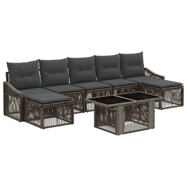 Havesofa Sæt 8 stk. Grå og Mørkegrå polyrattan