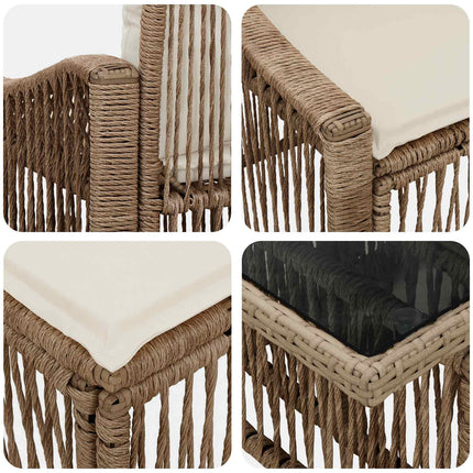 Havesofa Sæt 12 stk. Beige og cremehvid polyrattan