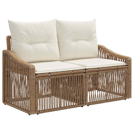 Havesofa Sæt 12 stk. Beige og cremehvid polyrattan