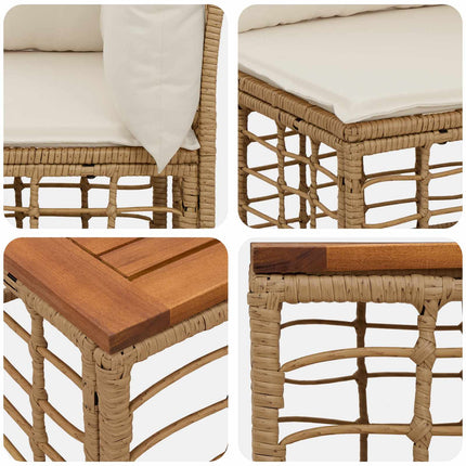 Udendørs sofagruppe 6 stk. Naturlig og Creme Hvid polyrattan