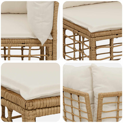 Udendørs sofagruppe med pude 3 pcs Naturfarvet Polyester