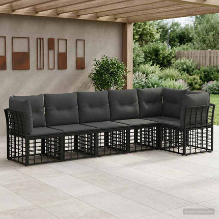 Havesofa Sæt 6 stk. Sort polyrattan