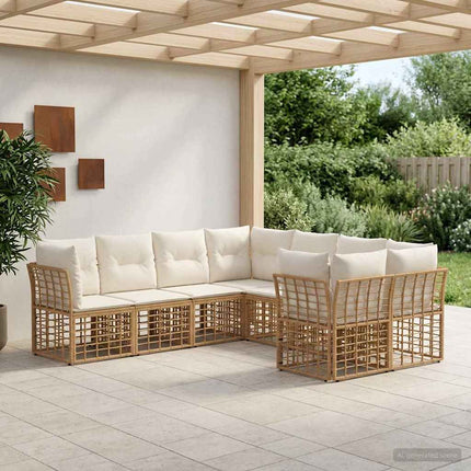 Udendørs sofagruppe 8 pcs Naturlig og Creme Hvid Polyester
