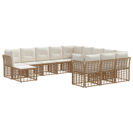 Udendørs sofagruppe 12 stk. Naturlig og Creme Hvid Polyester
