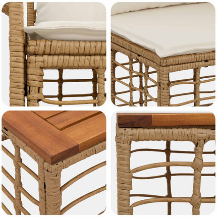 Udendørs sofagruppe 7 stk. Naturlig og Creme Hvid polyrattan