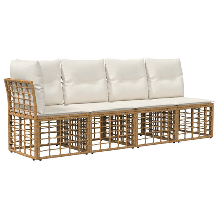Udendørs sofagruppe 8 stk. Naturlig og Creme Hvid polyrattan