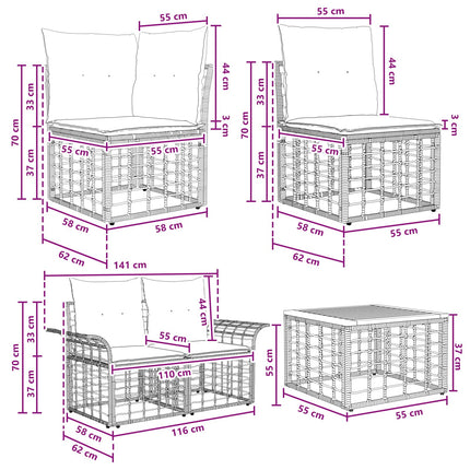 Udendørs sofagruppe 9 stk. Naturlig og Creme Hvid polyrattan