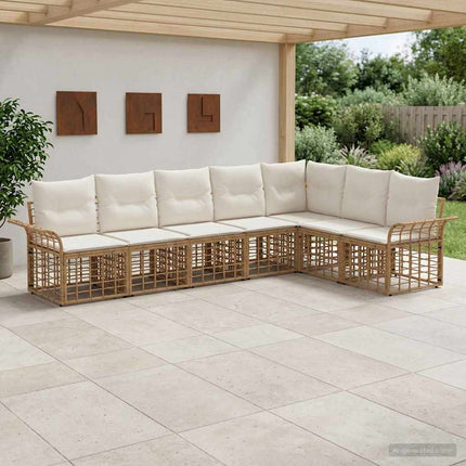 Udendørs sofagruppe 7 stk. Naturlig og Creme Hvid Polyester