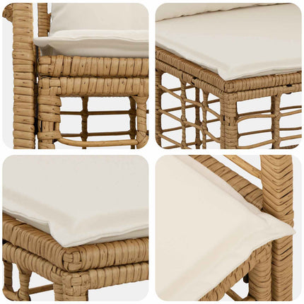 Udendørs sofagruppe 8 stk. Naturlig og Creme Hvid Polyester