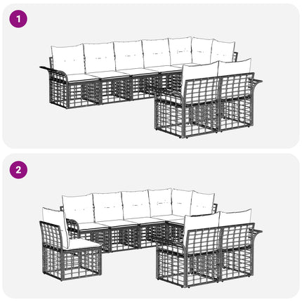 Udendørs sofagruppe 8 stk. Naturlig og Creme Hvid polyrattan