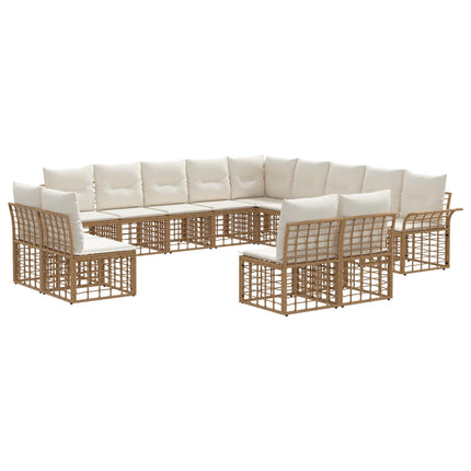 Udendørs sofagruppe 13 stk. Naturlig og Creme Hvid Polyester