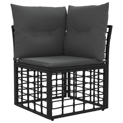 Havesofa Sæt 5 stk. Sort og Mørkegrå polyrattan
