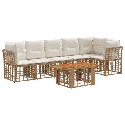 Havesofa Sæt 7 stk. Naturlig og Creme Hvid polyrattan