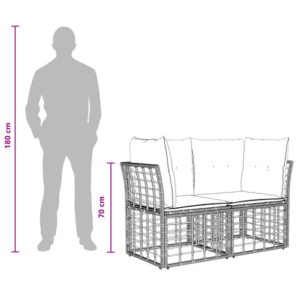 Havesofa Sæt 11 stk. Sort og Mørkegrå polyrattan