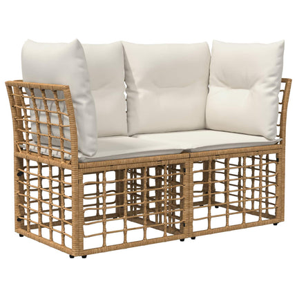 Havesofa Sæt 10 stk. Naturlig og Creme Hvid polyrattan