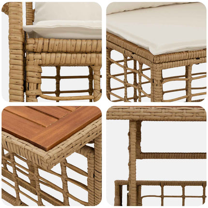 Havesofa Sæt 13 stk. Naturlig og Creme Hvid polyrattan