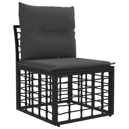 Havesofa Sæt 9 stk. Sort og Mørkegrå polyrattan