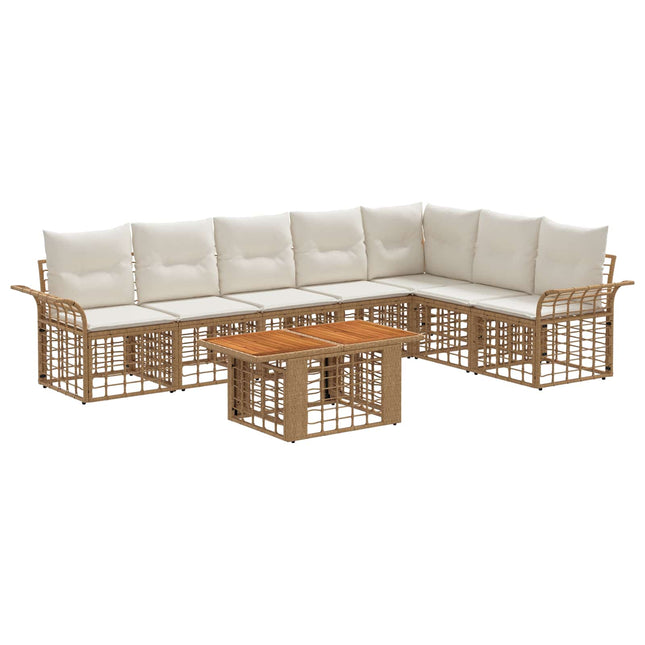 Havesofa Sæt 8 stk. Naturlig og Creme Hvid polyrattan