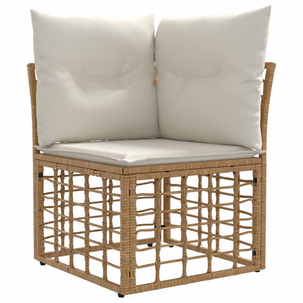 Havesofa Sæt 9 stk. Naturlig og Creme Hvid polyrattan