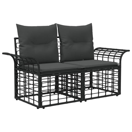 Havesofa Sæt 10 stk. Sort og Mørkegrå polyrattan