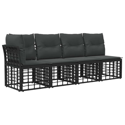 Havesofa Sæt 12 stk. Sort og Mørkegrå polyrattan