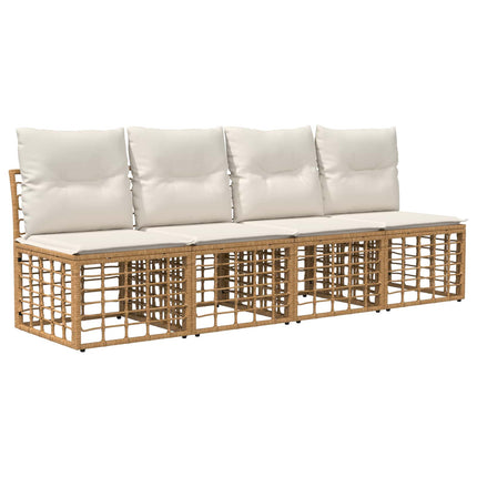 Havesofa Sæt 12 stk. Naturlig og Creme Hvid polyrattan