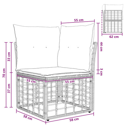 Havesofa Sæt 12 stk. Naturlig og Creme Hvid polyrattan