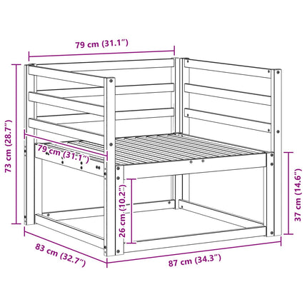 Udendørs Mellem Sofa Naturfarvet