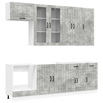 Køkken enhed LUCCA 8 pcs Betongrå Konstrueret træ