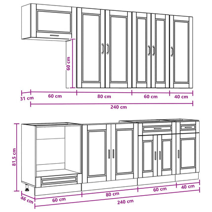 Køkken enhed PORTO 8 pcs Sonoma-eg Konstrueret træ
