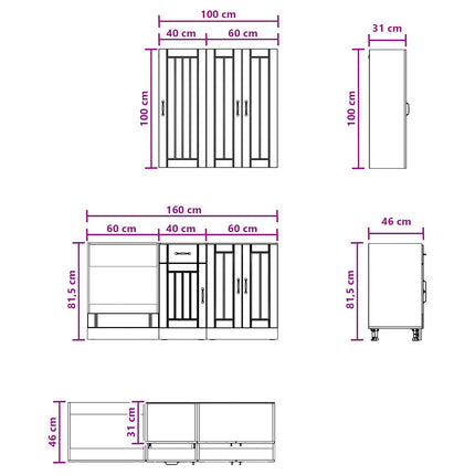 Køkken enhed LUCCA 5 pcs Betongrå Konstrueret træ