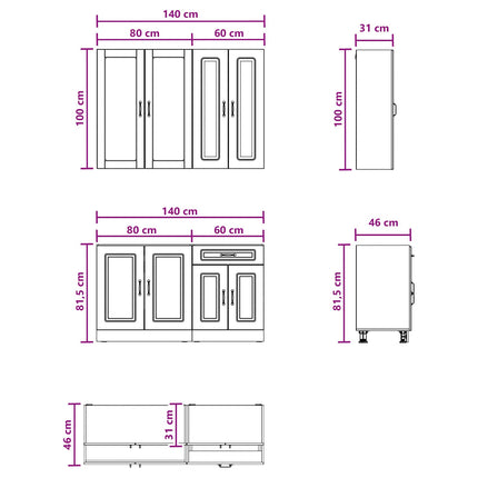 Køkken enhed KALMAR 4 pcs Artisan-eg Konstrueret træ