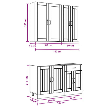 Køkken enhed LUCCA 4 pcs Sort Konstrueret træ