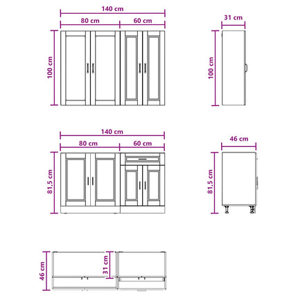Køkken enhed PORTO 4 pcs Artisan-eg Konstrueret træ