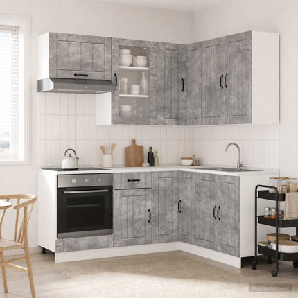 Køkken enhed LUCCA 8 pcs Betongrå Konstrueret træ