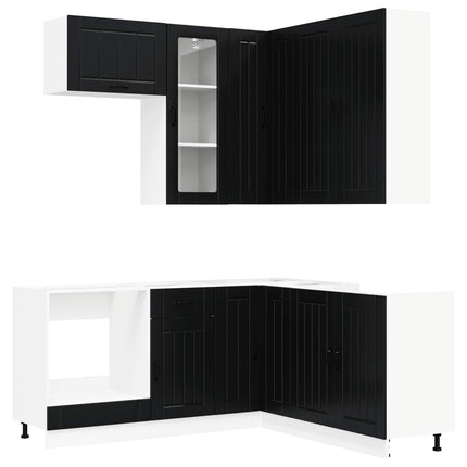 Køkken enhed LUCCA 8 pcs Sort Konstrueret træ