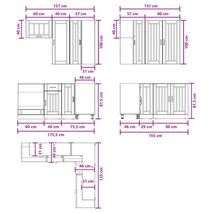 Køkken enhed LUCCA 8 pcs Betongrå Konstrueret træ