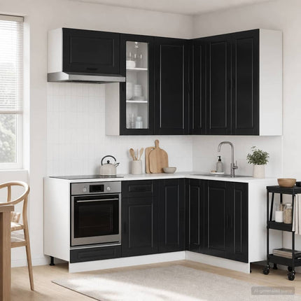 Køkken enhed PORTO 8 pcs Sort Konstrueret træ