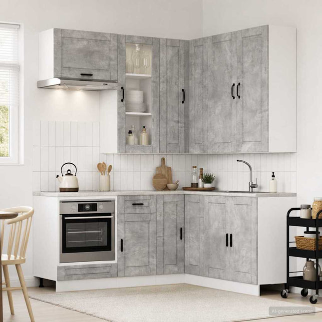 Køkken enhed PORTO 8 stk. Betongrå Konstrueret træ