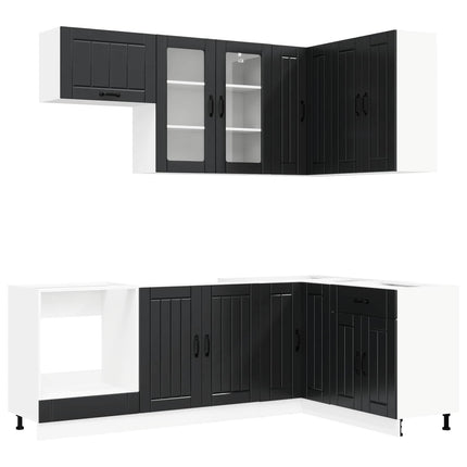 Køkken enhed LUCCA 8 pcs Sort Konstrueret træ