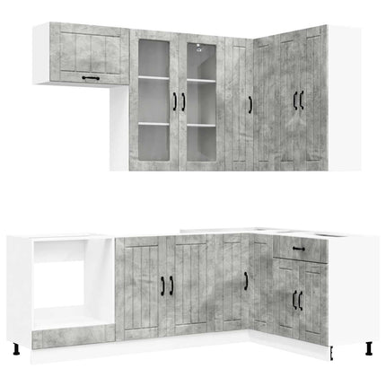 Køkken enhed LUCCA 8 pcs Betongrå Konstrueret træ
