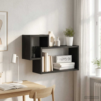 Væghylde Vægmonteret Sort eg 55 x 15 x 35 cm Konstrueret træ